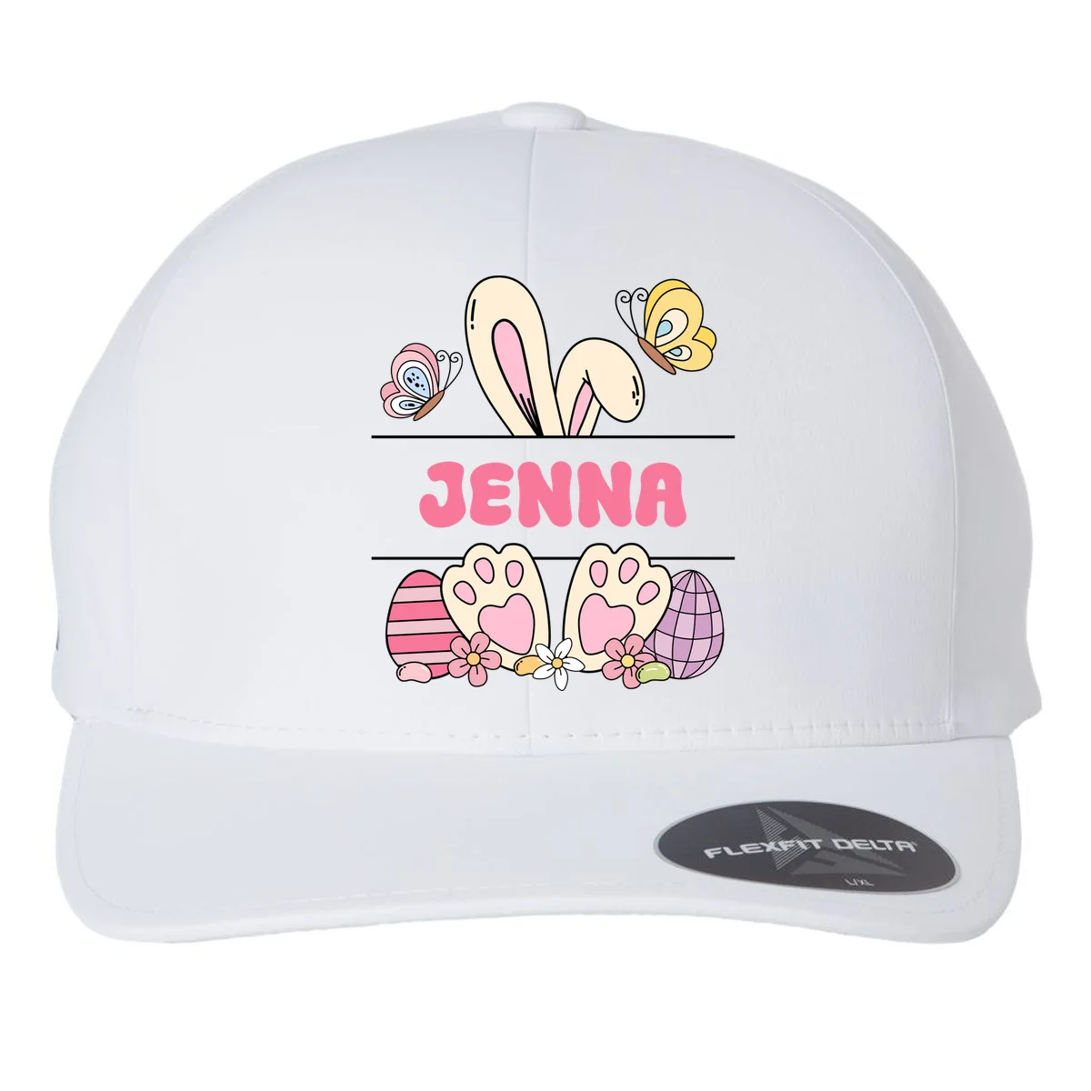 Custom Name Easter Bunny Flexfit Men's Snapback Hat - Front