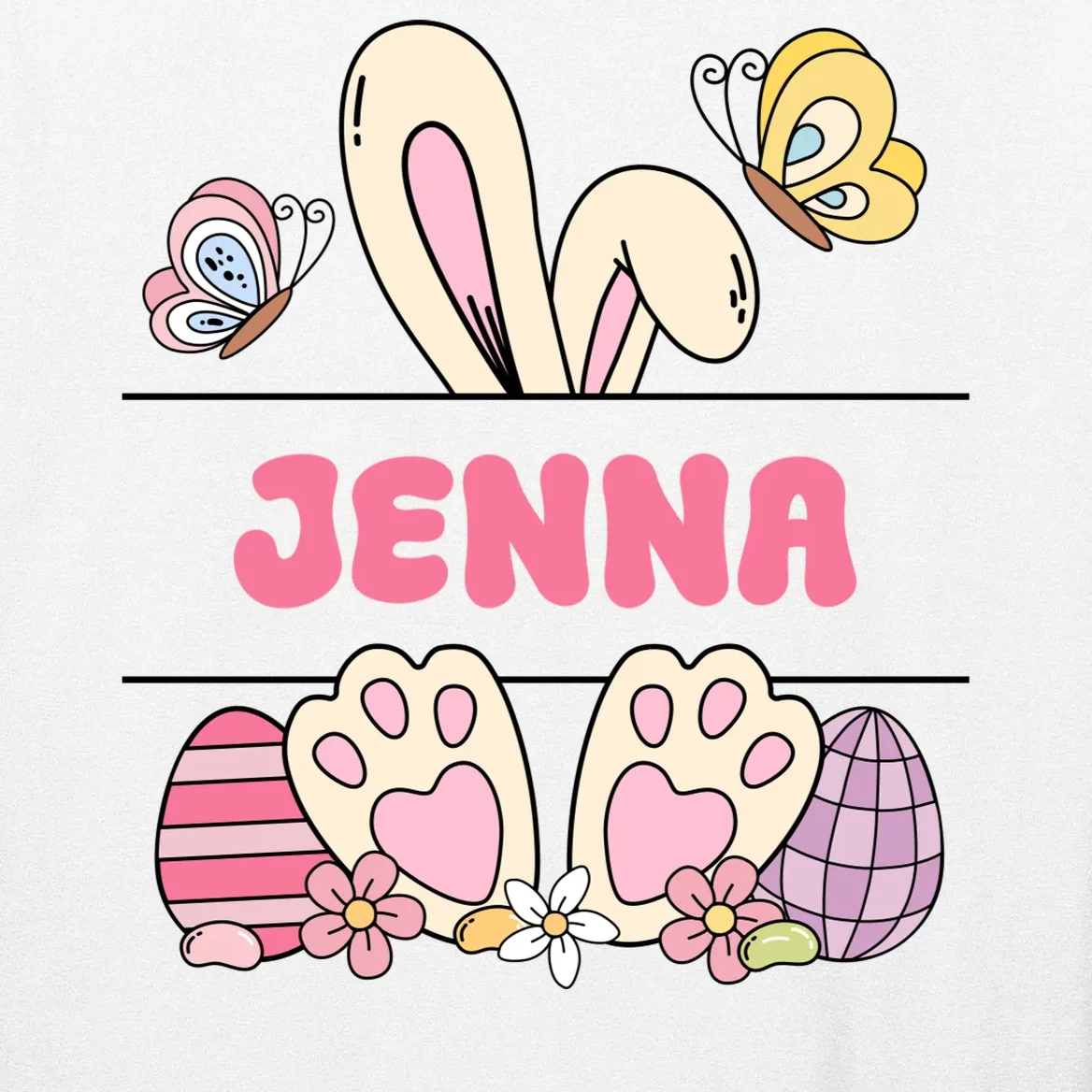 Custom Name Easter Bunny Long Sleeve Shirt - Front - Close-up
