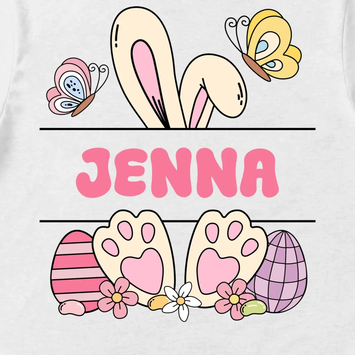 Custom Name Easter Bunny T-Shirt - Front - Close-up