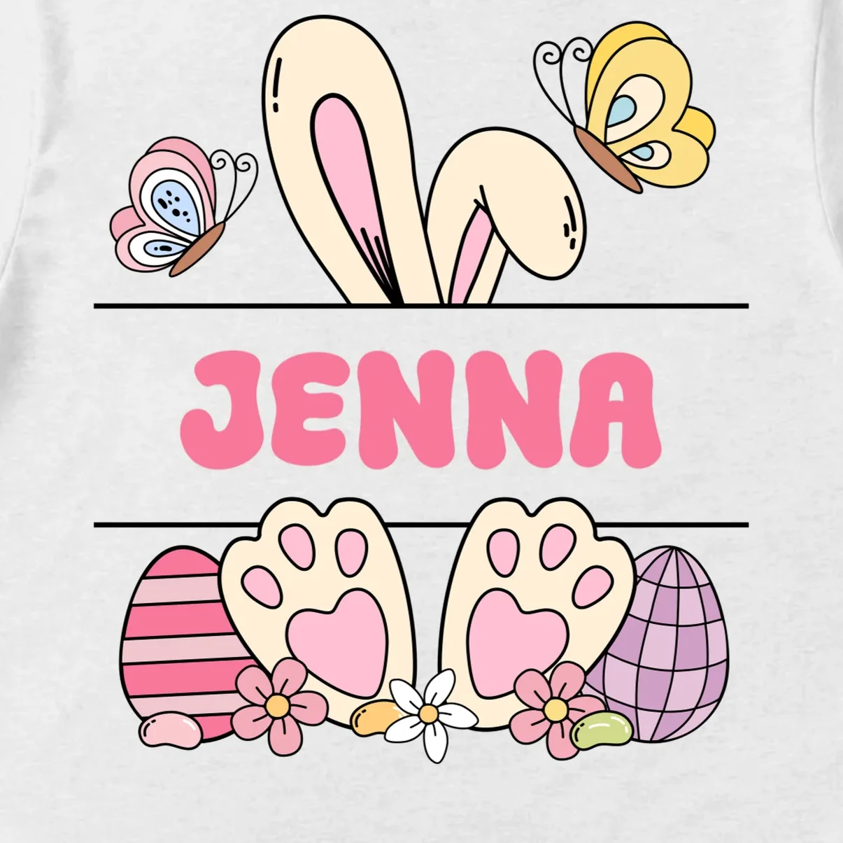 Custom Name Easter Bunny T-Shirt - Front - Close-up