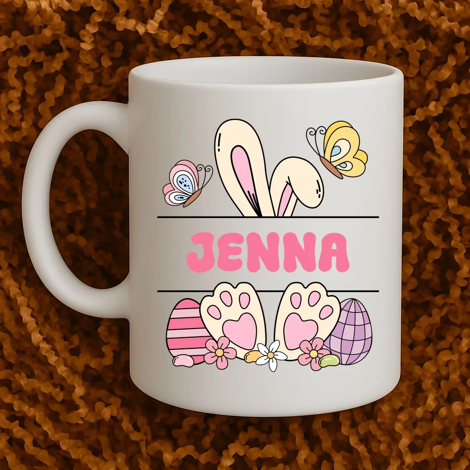 Custom Name Easter Bunny Coffee Mug - Front 1
