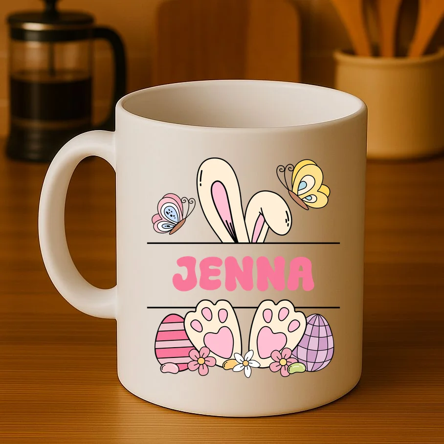 Custom Name Easter Bunny Coffee Mug - Front 3