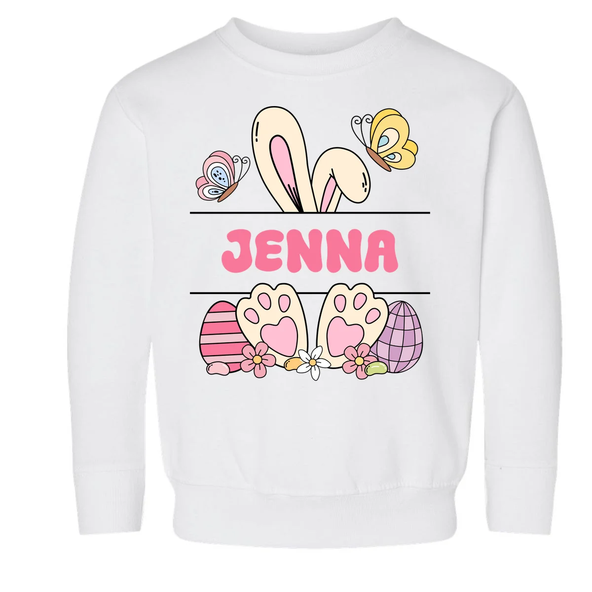 Custom Name Easter Bunny Toddler Sweatshirt - Front