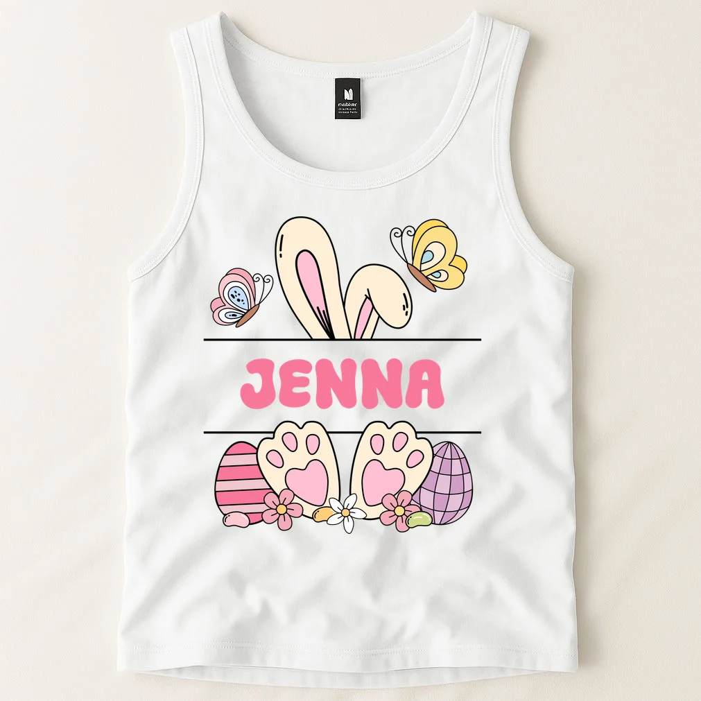 Custom Name Easter Bunny Tank Top - Front 1