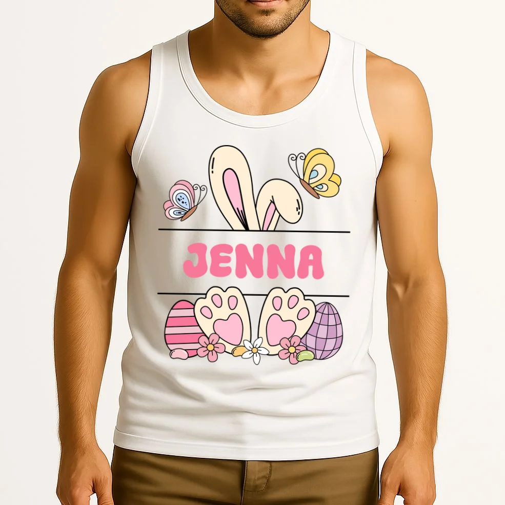 Custom Name Easter Bunny Tank Top - Front 2