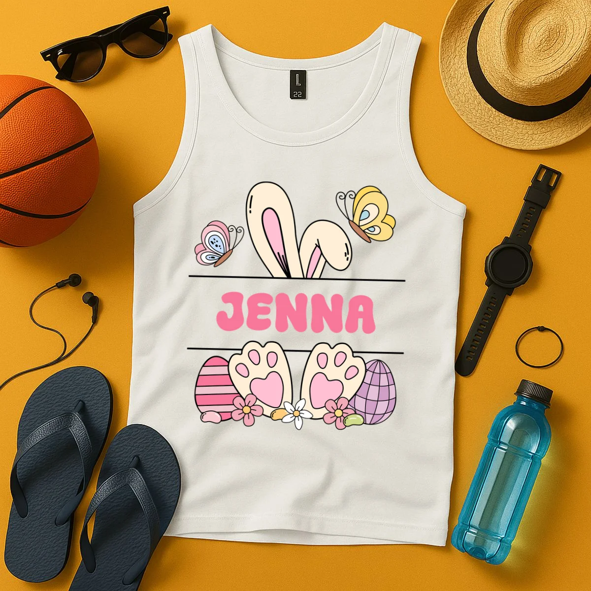 Custom Name Easter Bunny Tank Top - Front 3