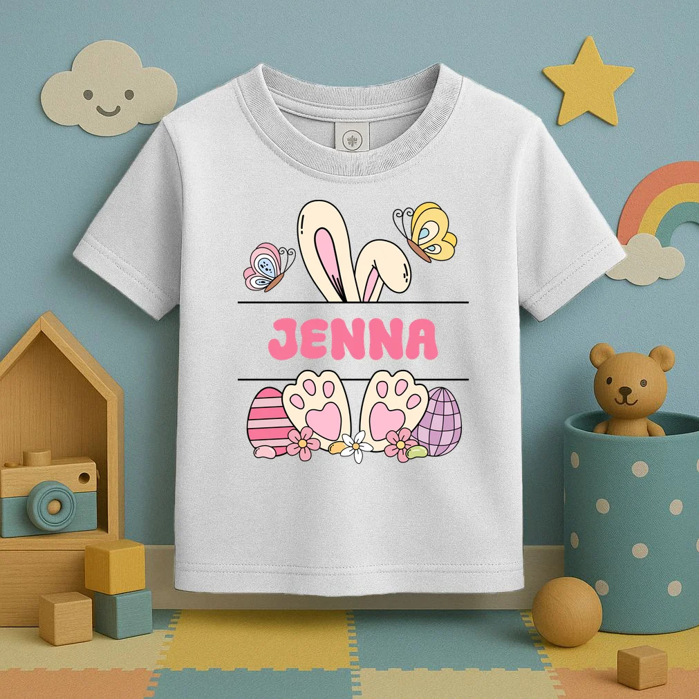 Custom Name Easter Bunny Toddler T-Shirt - Front 2