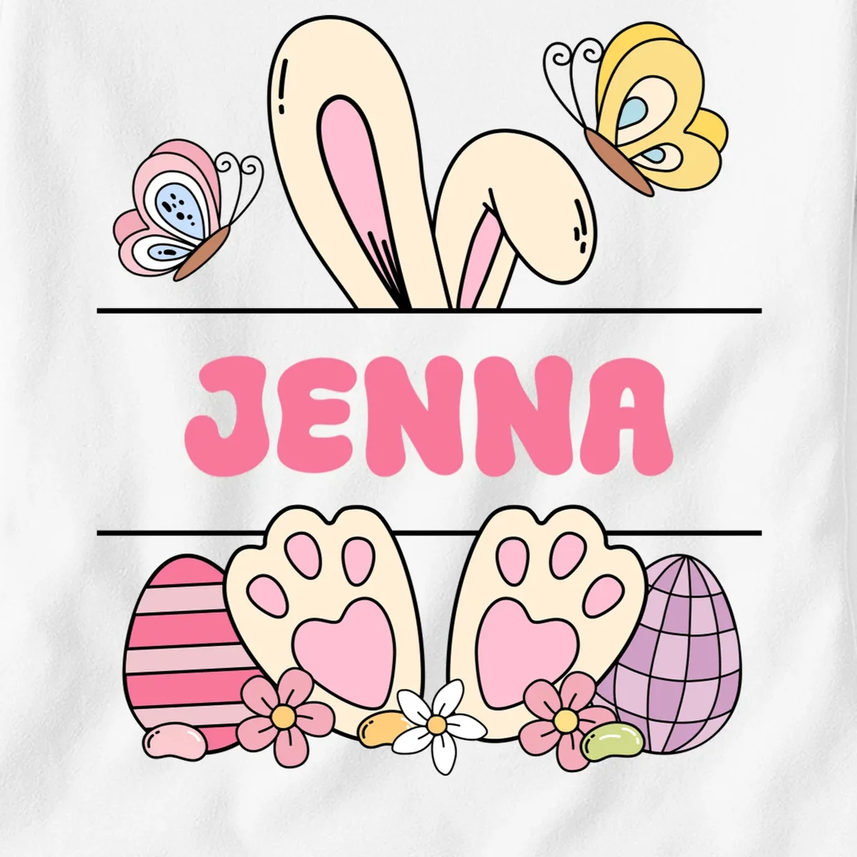 Custom Name Easter Bunny Women's T-Shirt - Front - Close-up