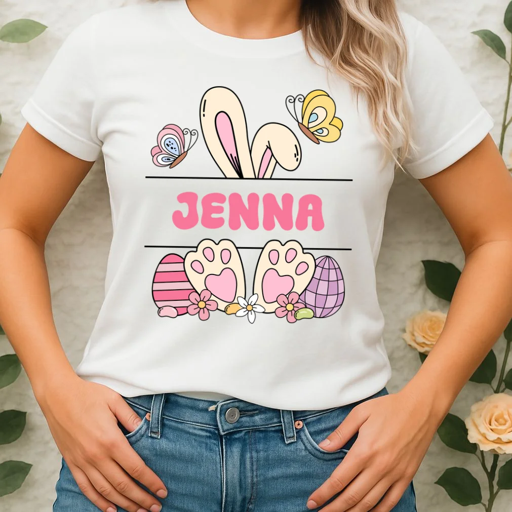 Custom Name Easter Bunny Women's T-Shirt - Front 1