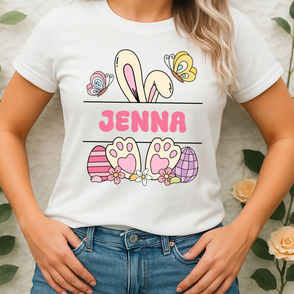 Custom Name Easter Bunny Women's T-Shirt - Front 1
