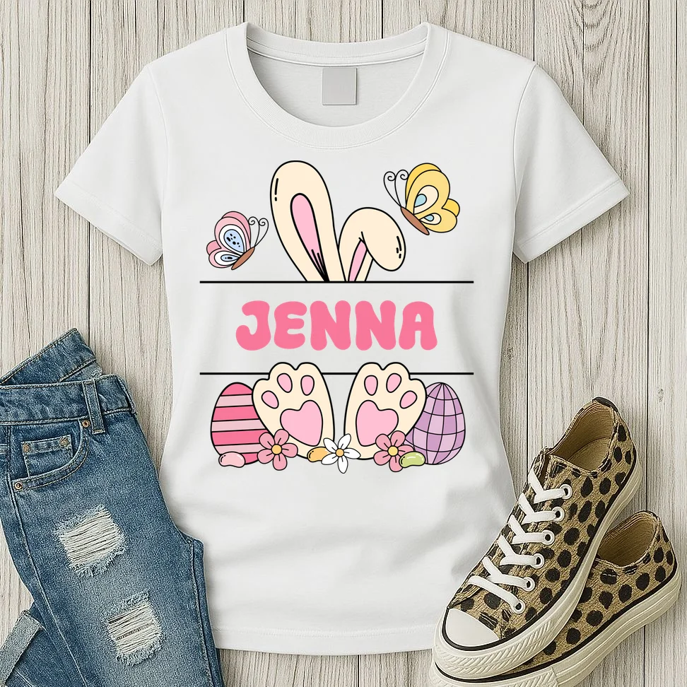 Custom Name Easter Bunny Women's T-Shirt - Front 2