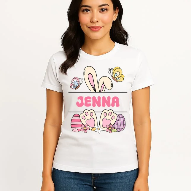 Custom Name Easter Bunny Women's T-Shirt - Front 3