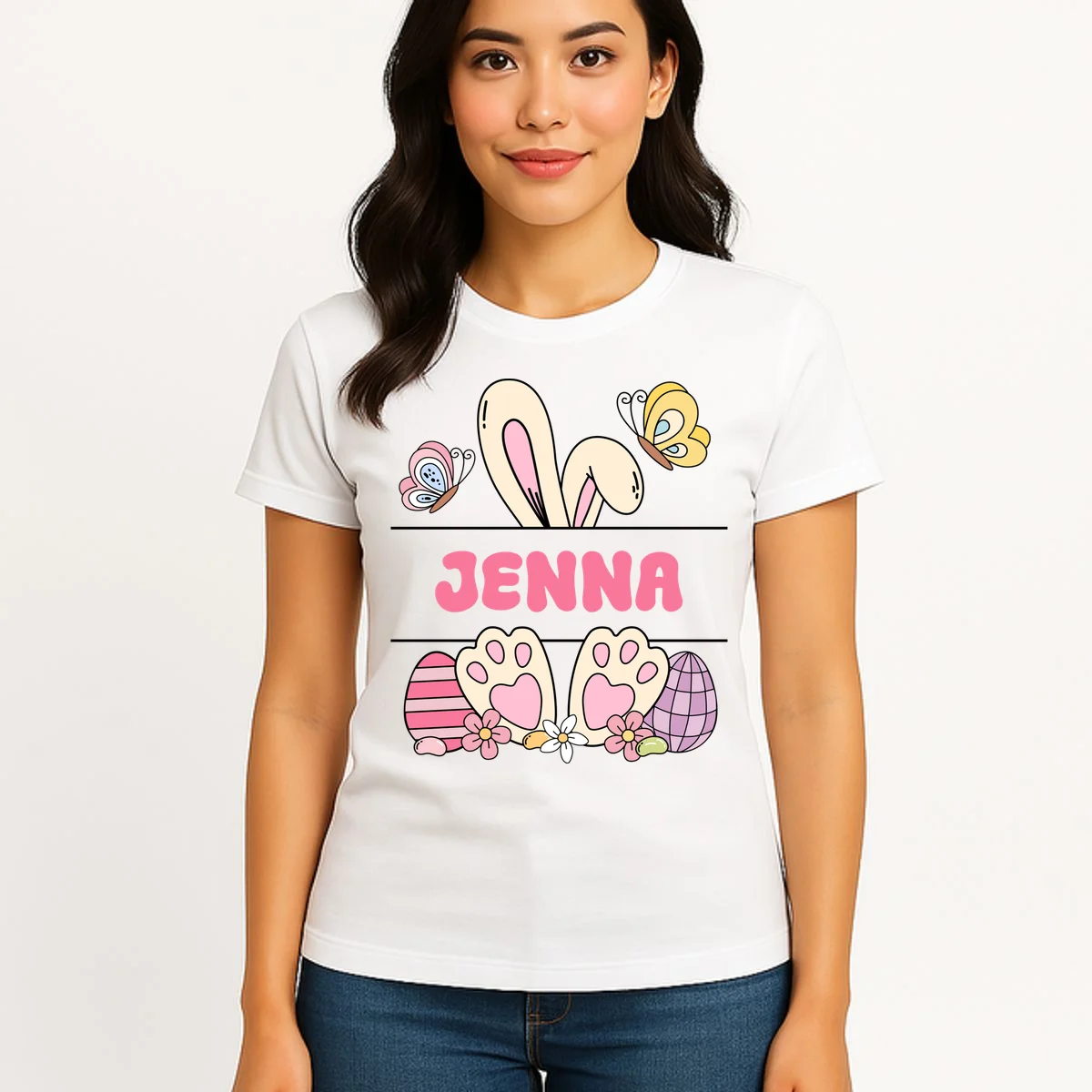 Custom Name Easter Bunny Women's T-Shirt - Front 3