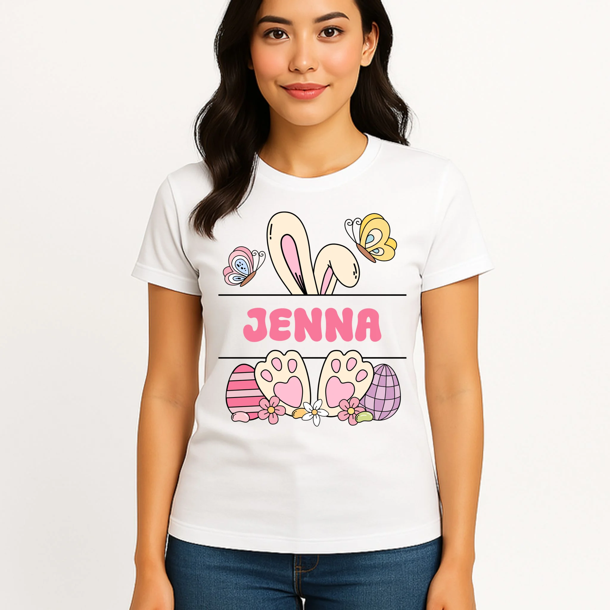 Custom Name Easter Bunny Women's T-Shirt - Front 3