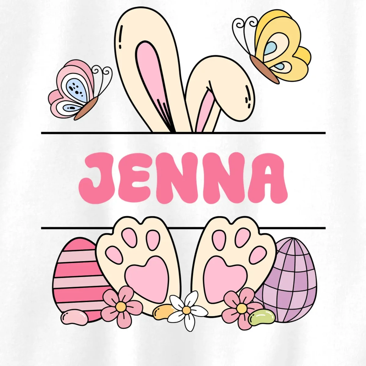 Custom Name Easter Bunny Kids Sweatshirt - Front - Close-up