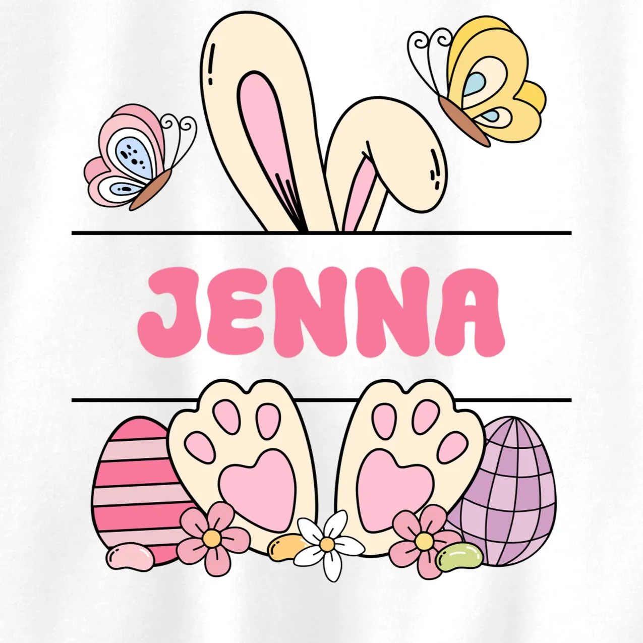 Custom Name Easter Bunny Kids Sweatshirt - Front - Close-up