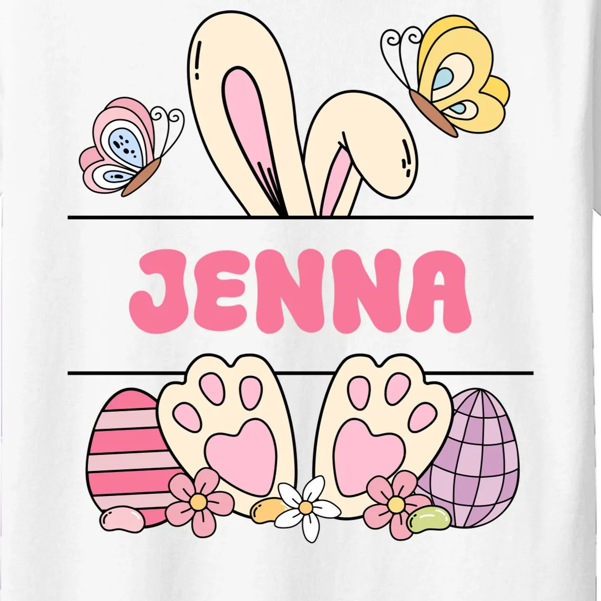 Custom Name Easter Bunny Kids T-Shirt - Front - Close-up