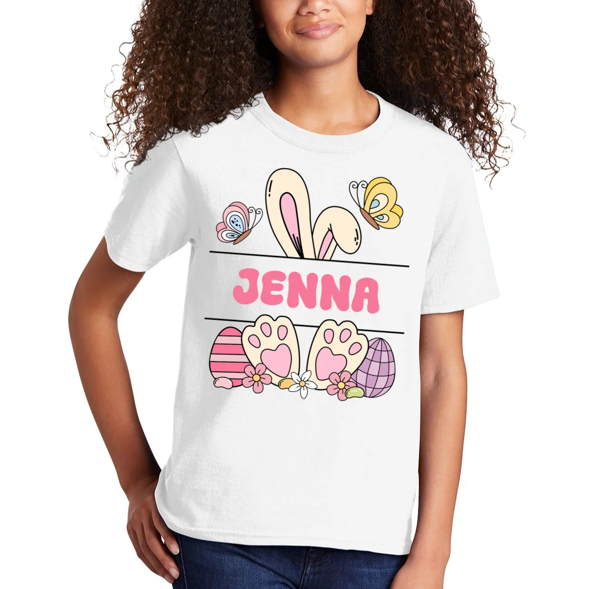 Custom Name Easter Bunny Kids T-Shirt - Front 1