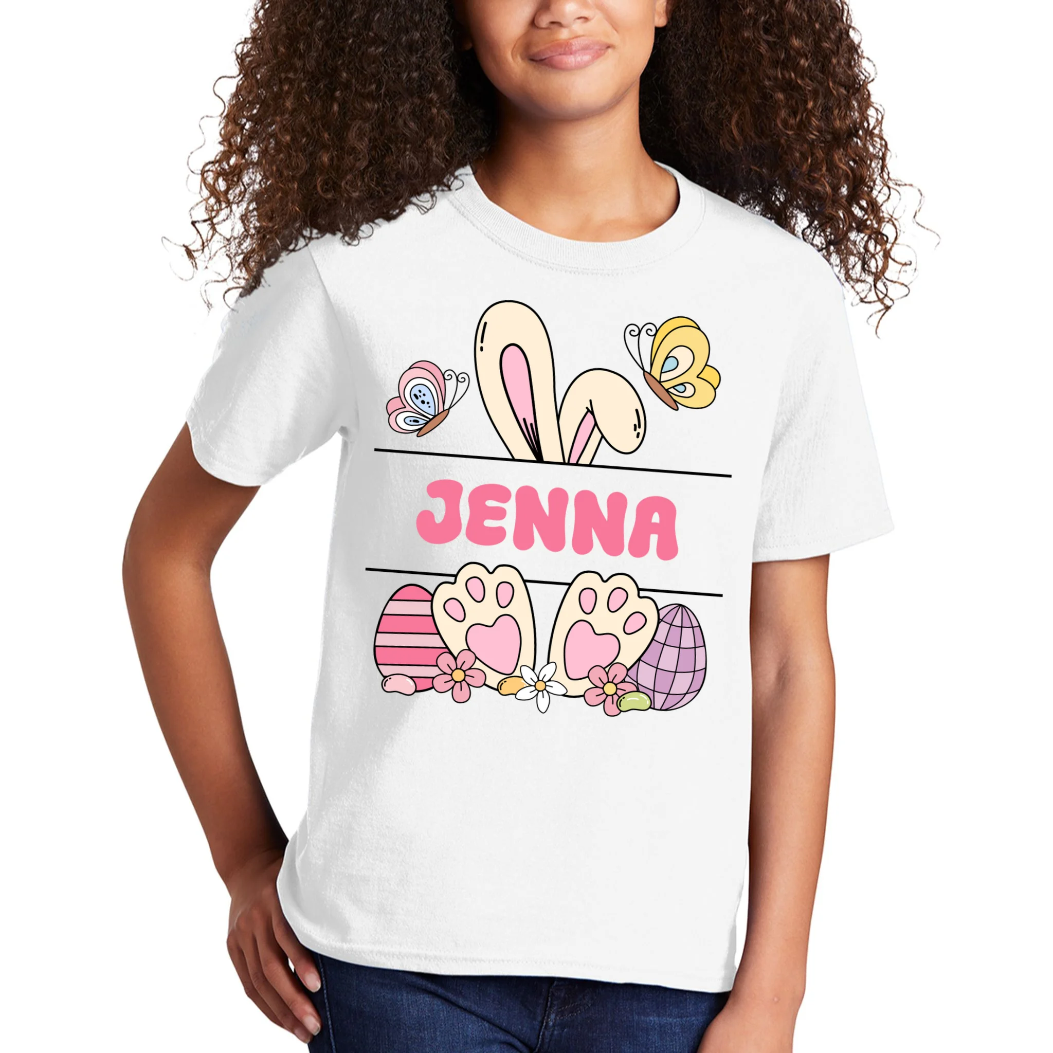 Custom Name Easter Bunny Kids T-Shirt - Front 1