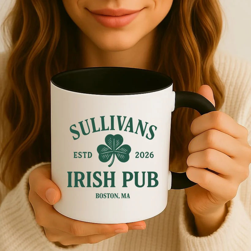 Custom Name Irish Pub Coffee Mug - Front 2