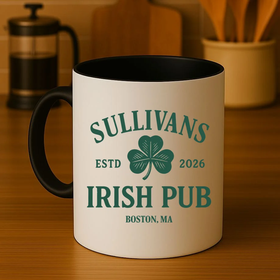 Custom Name Irish Pub Coffee Mug - Front 3