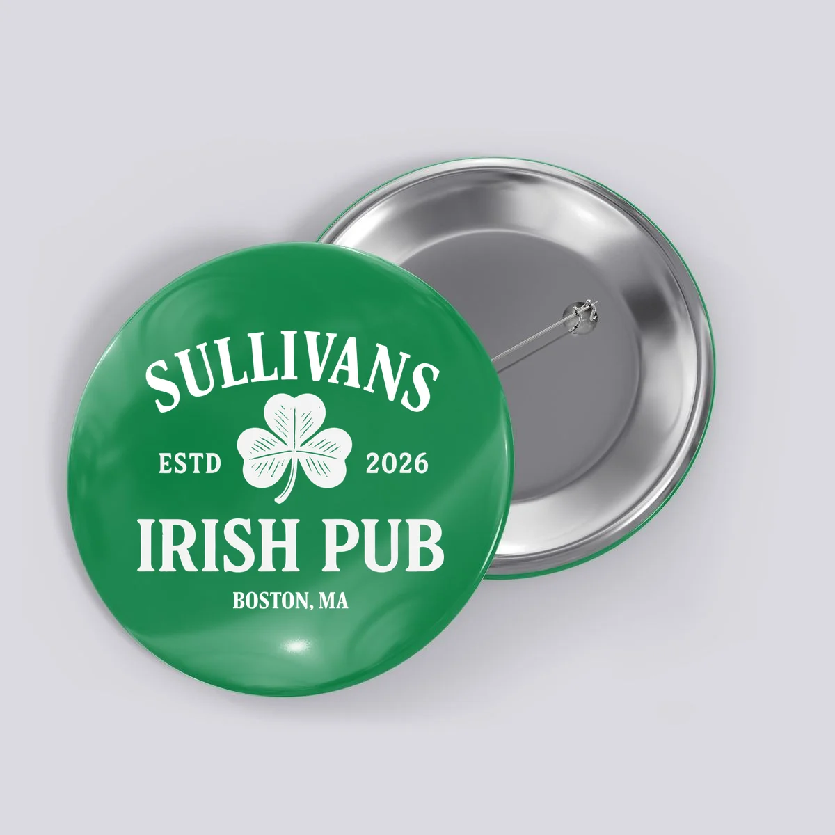 Custom Name Irish Pub Button - Front
