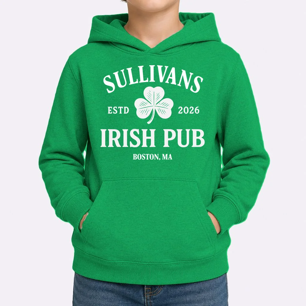 Custom Name Irish Pub Kids Hoodie - Front 1
