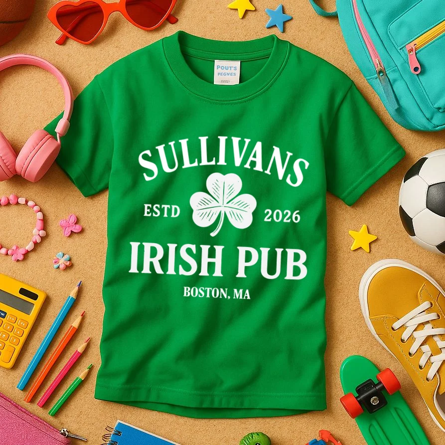 Custom Name Irish Pub Kids T-Shirt - Front 2