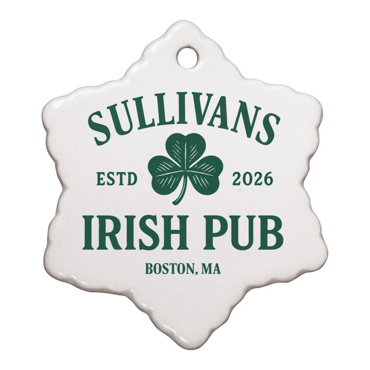 Custom Name Irish Pub Ornament - Front