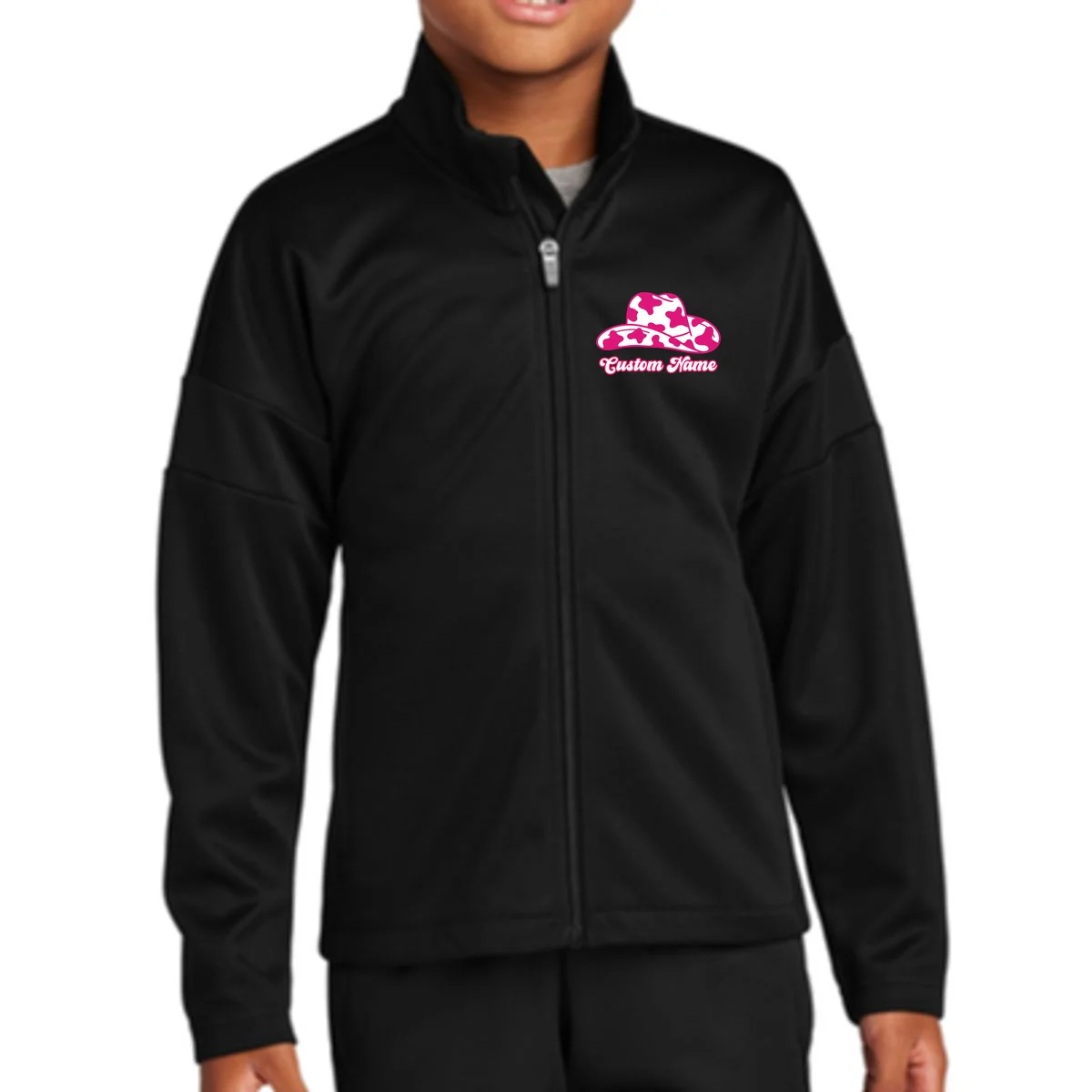 Custom Name Pink Cowgirl Girls Trip Kids Jacket - Front