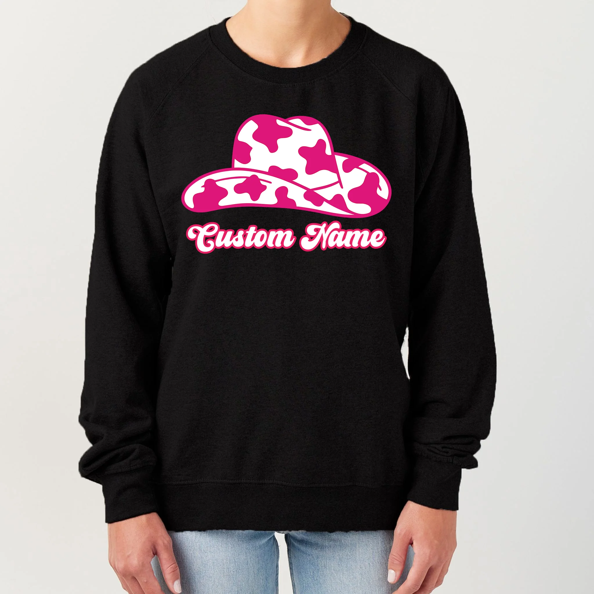 Custom Name Pink Cowgirl Girls Trip Women's Sweatshirt - Front