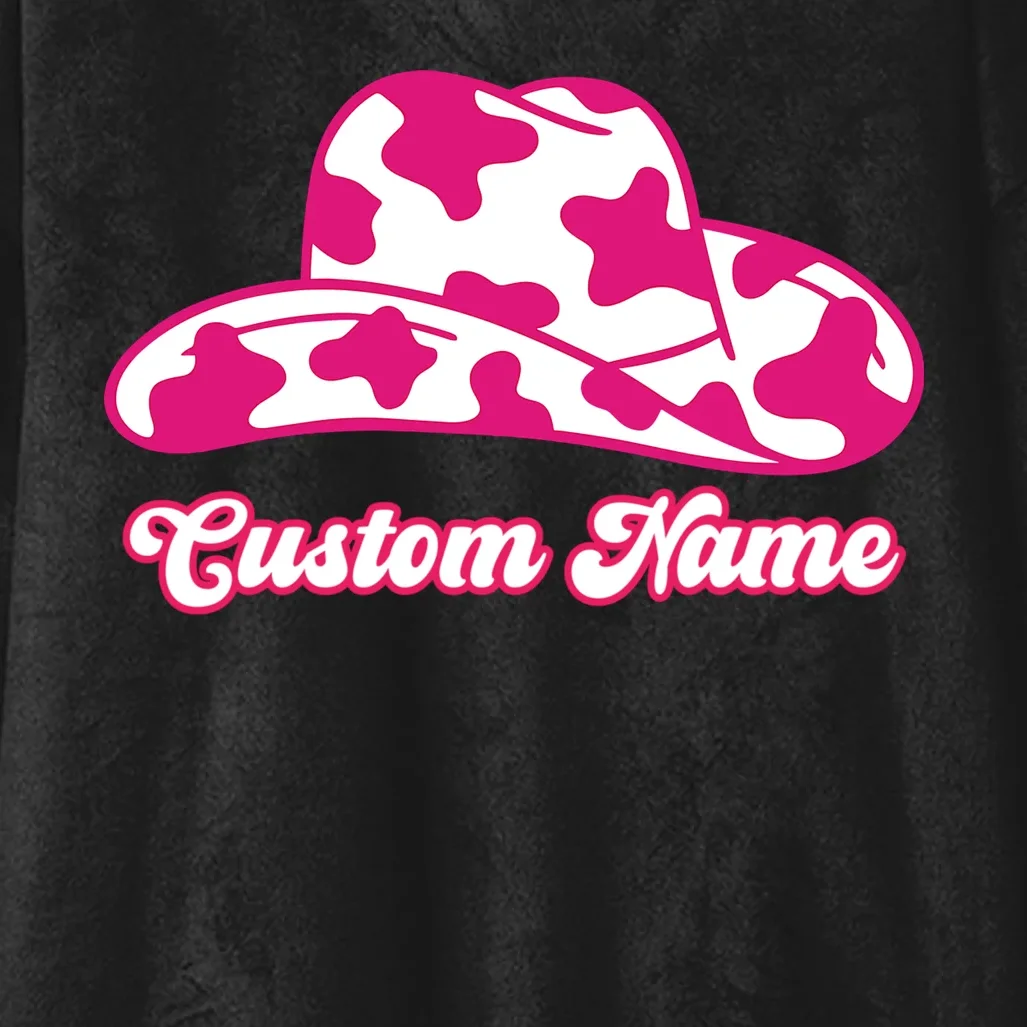 Custom Name Pink Cowgirl Girls Trip Hooded Blanket - Front - Close-up