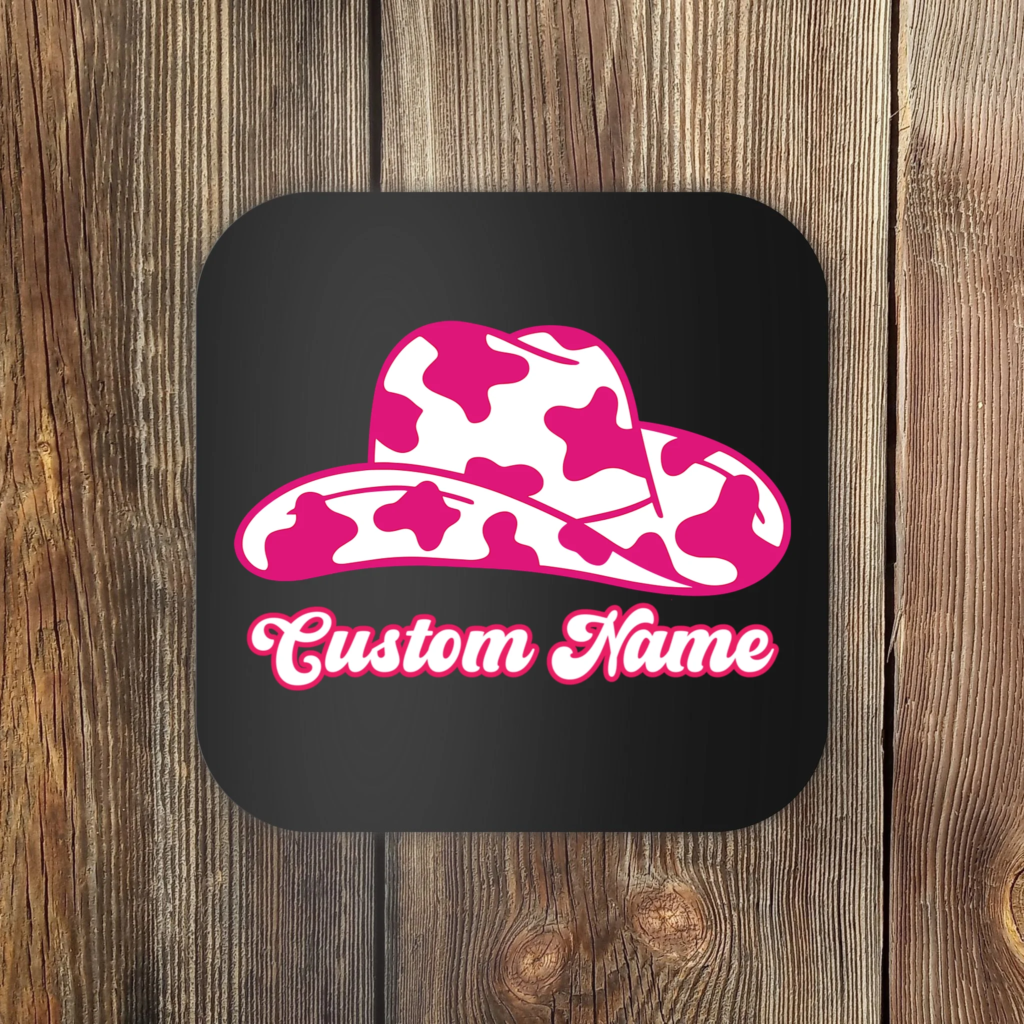 Custom Name Pink Cowgirl Girls Trip Coaster - Front