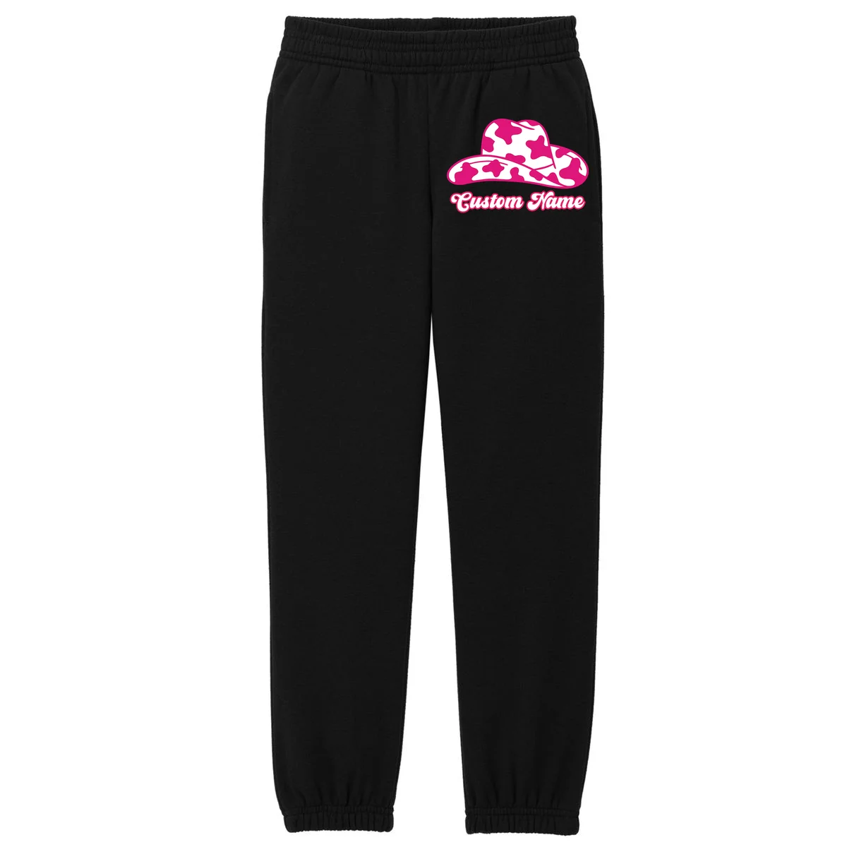 Custom Name Pink Cowgirl Girls Trip Kids Fleece Sweatpants - Front