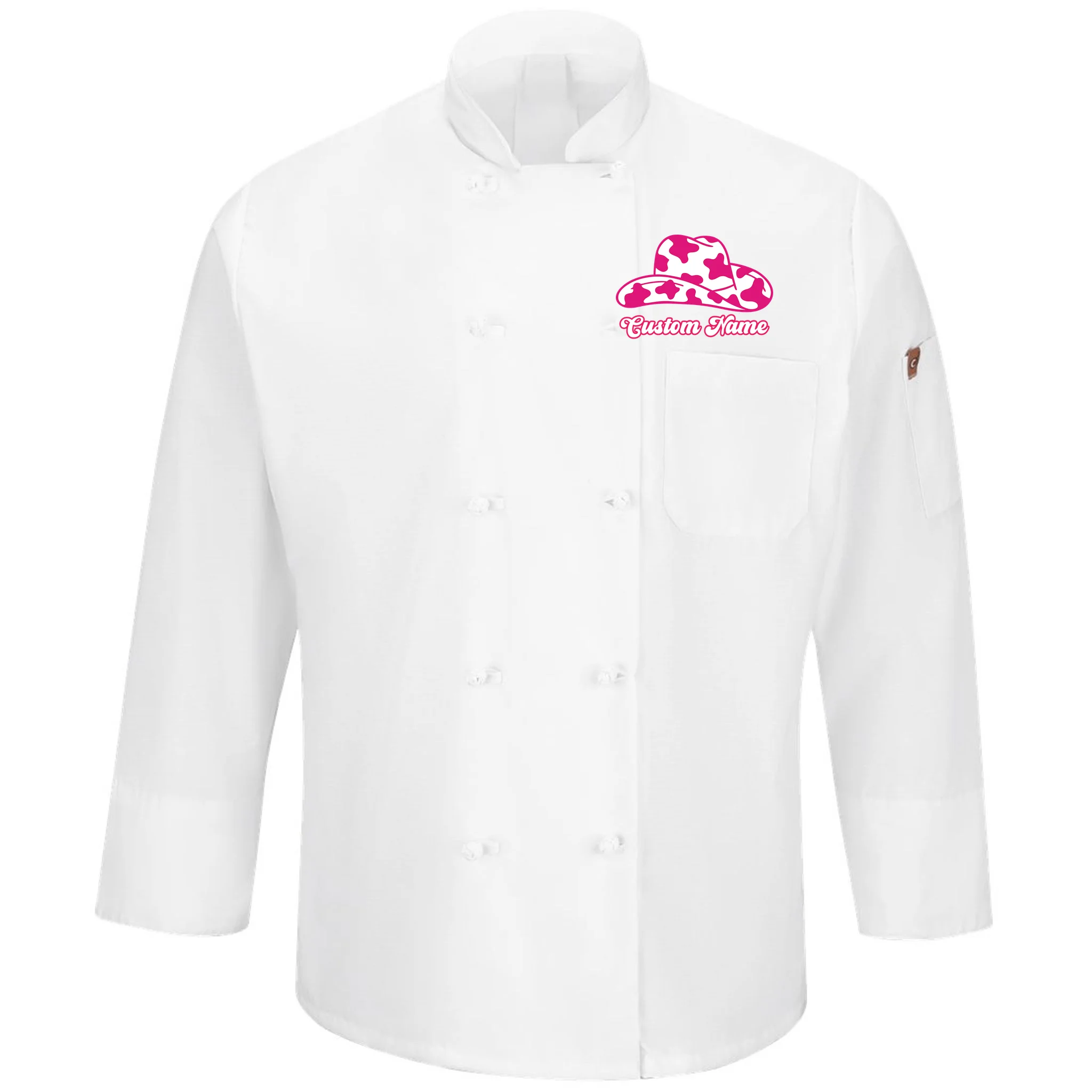 Custom Name Pink Cowgirl Girls Trip Men's Chef Coat - Front