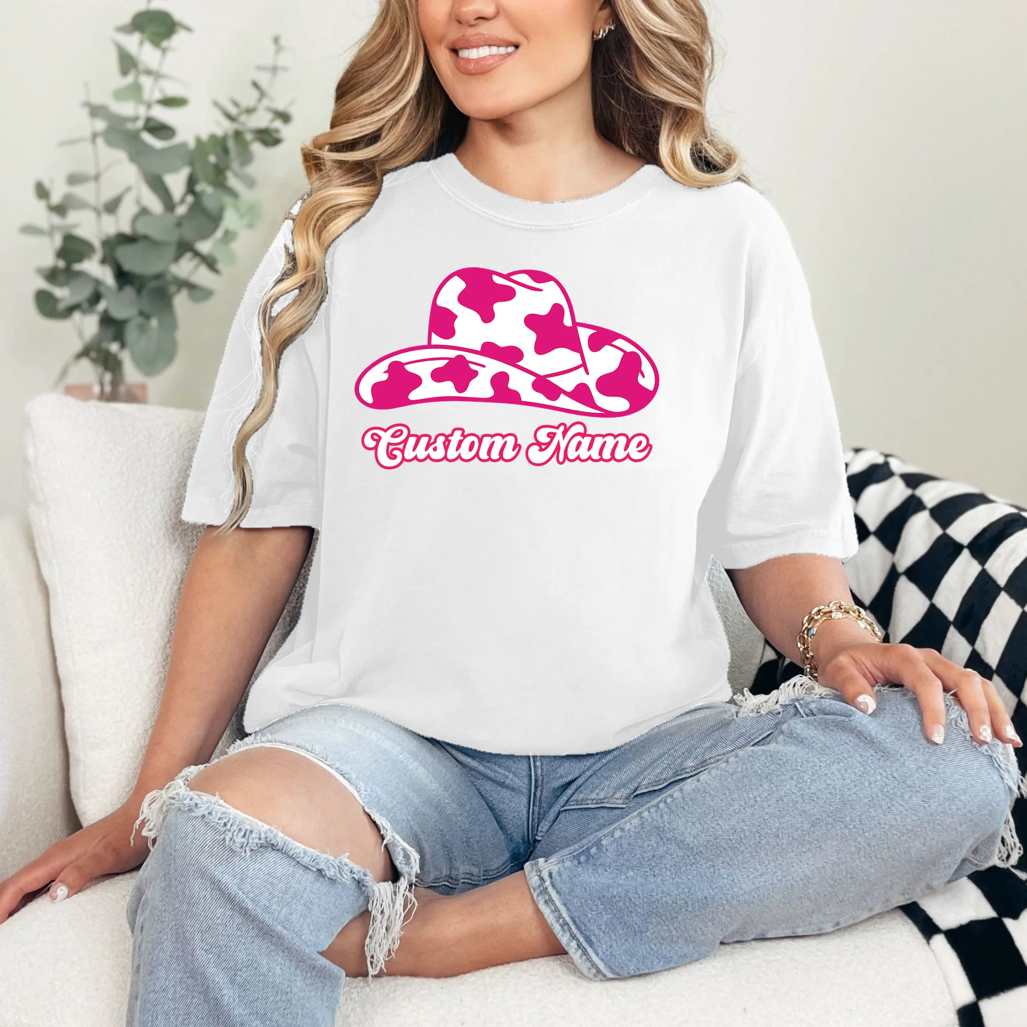 Custom Name Pink Cowgirl Girls Trip T-Shirt - Front 1