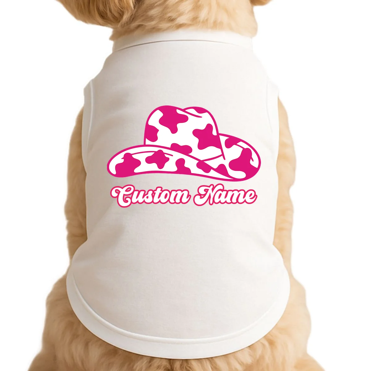 Custom Name Pink Cowgirl Girls Trip Doggie Tank - Front