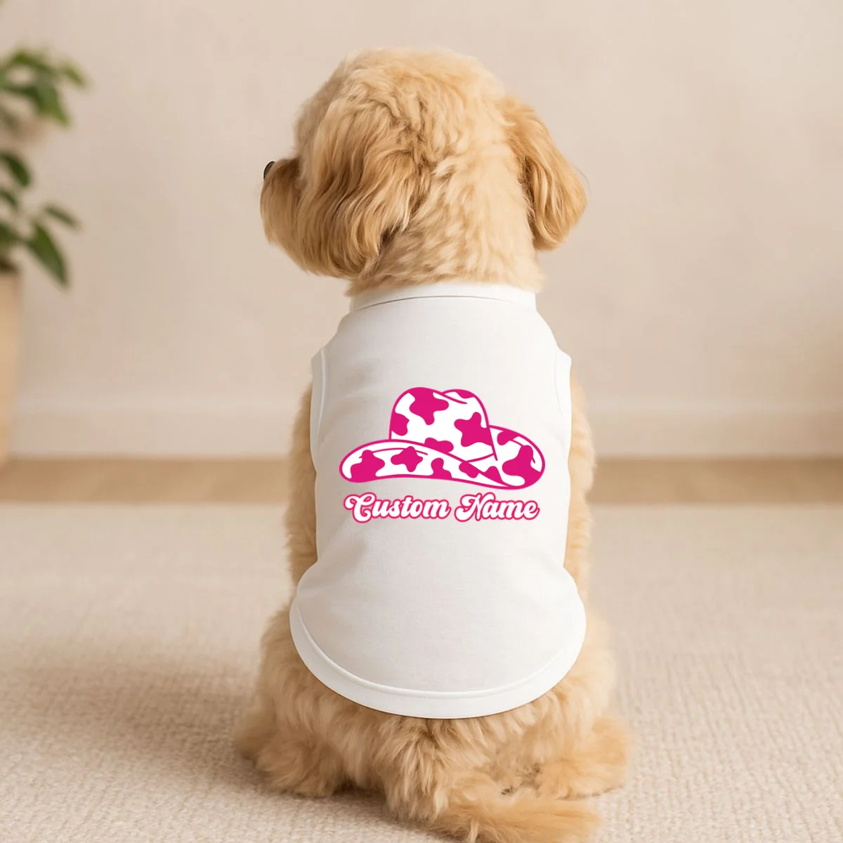 Custom Name Pink Cowgirl Girls Trip Doggie Tank - Front 1