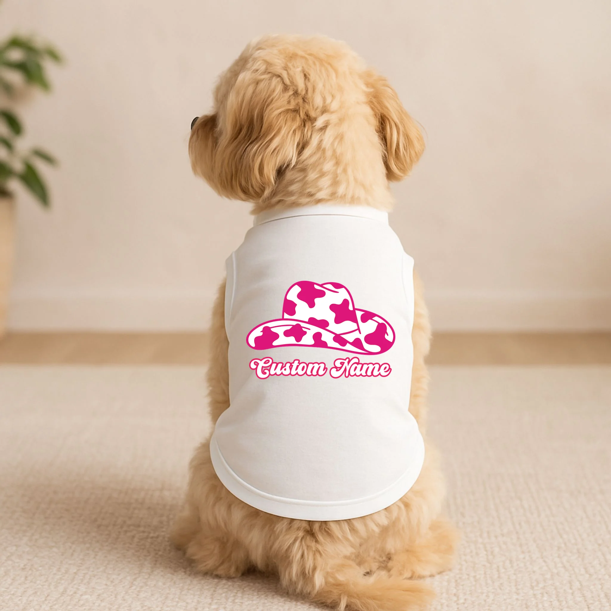 Custom Name Pink Cowgirl Girls Trip Doggie Tank - Front 1