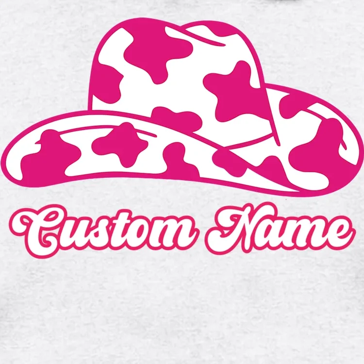 Custom Name Pink Cowgirl Girls Trip Men's Hoodie - Front - Close-up