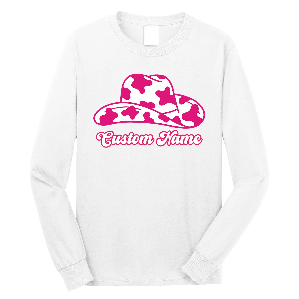 Custom Name Pink Cowgirl Girls Trip Long Sleeve Shirt - Front