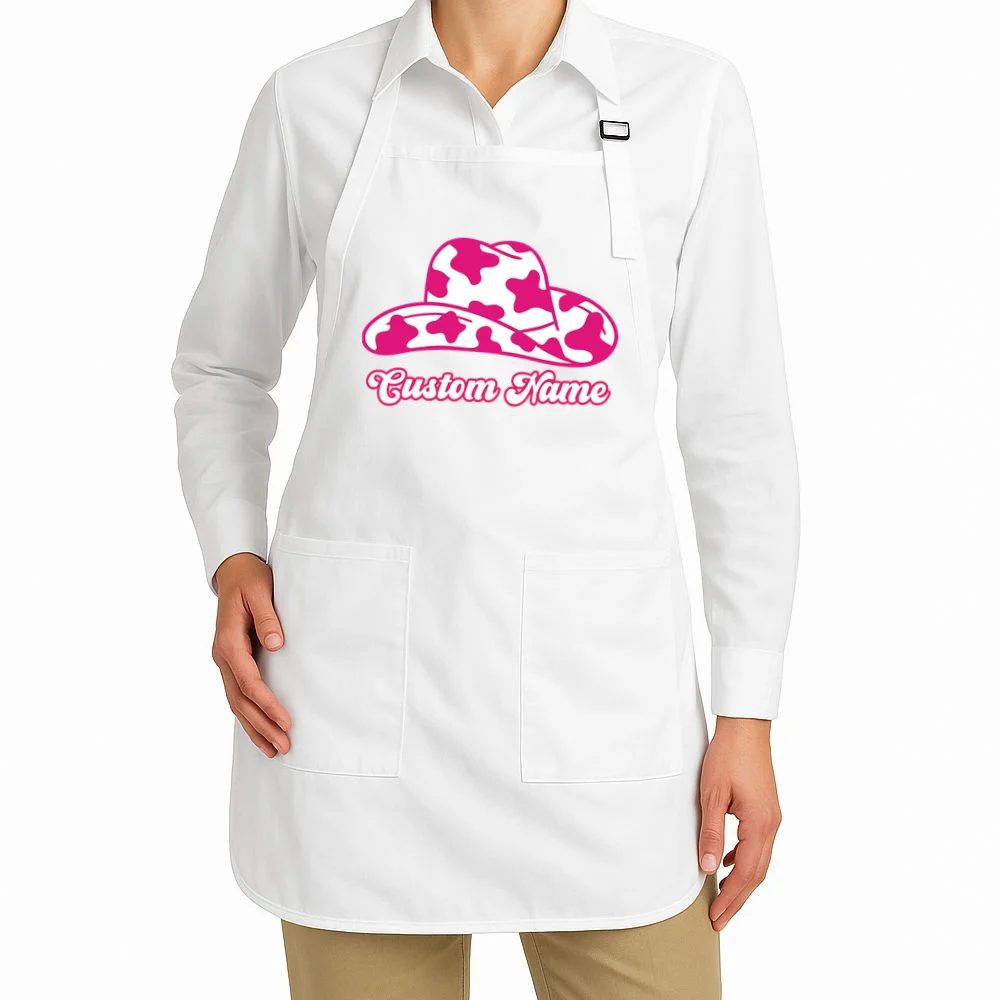 Custom Name Pink Cowgirl Girls Trip Apron - Front 1