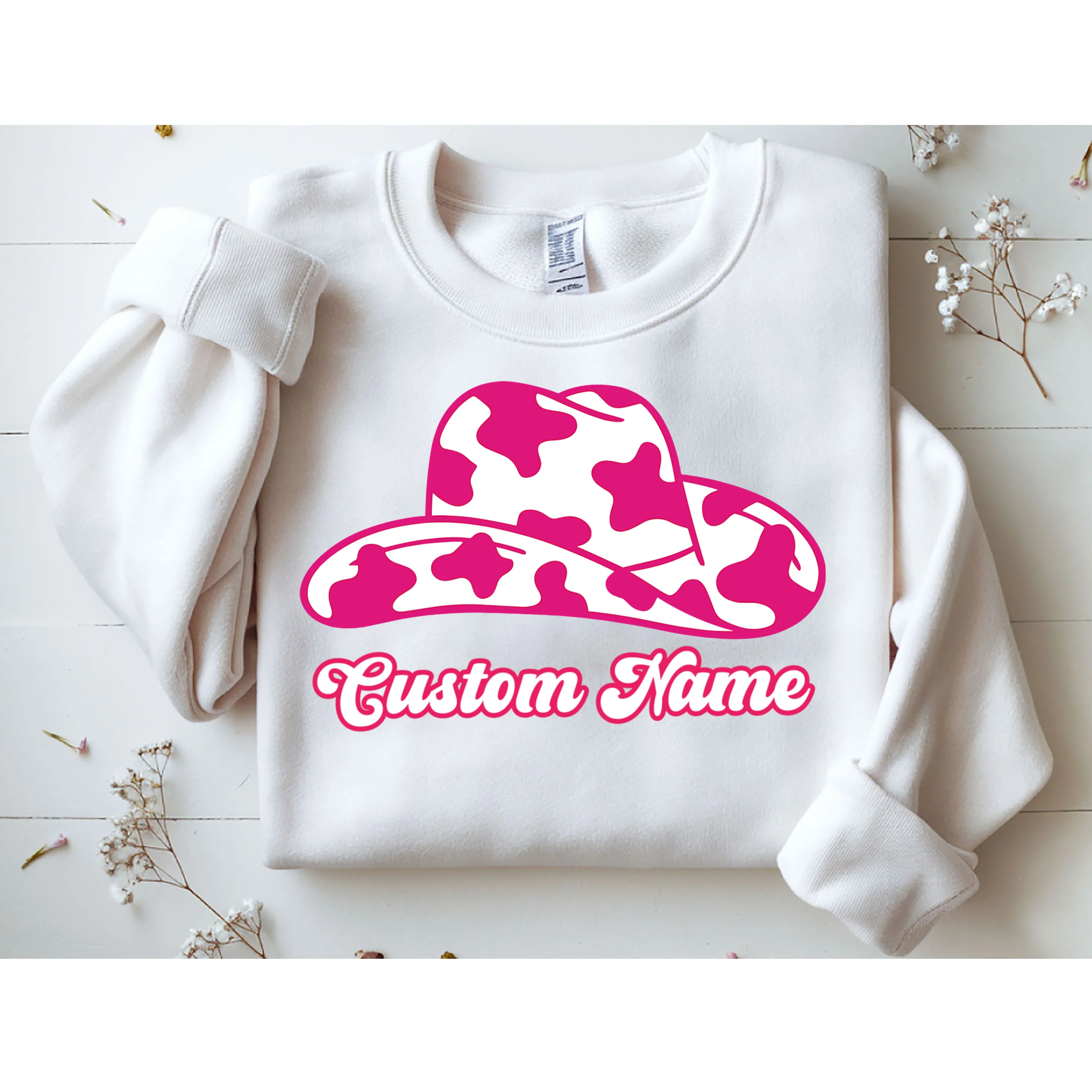 Custom Name Pink Cowgirl Girls Trip Sweatshirt - Front 1