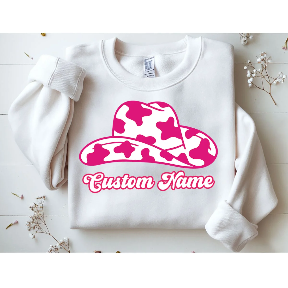 Custom Name Pink Cowgirl Girls Trip Sweatshirt - Front 1
