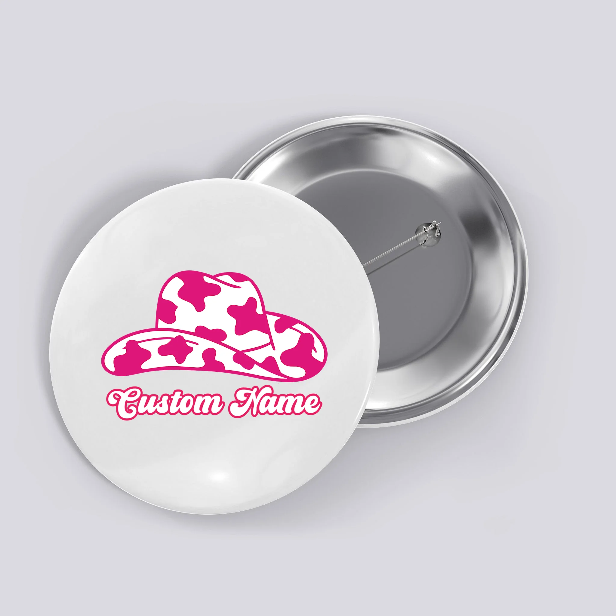 Custom Name Pink Cowgirl Girls Trip Button - Front