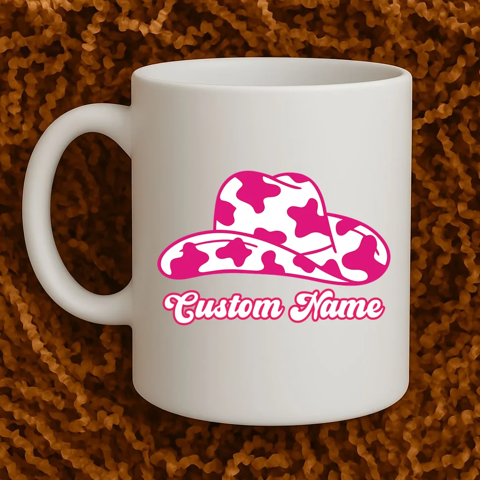 Custom Name Pink Cowgirl Girls Trip Coffee Mug - Front 1