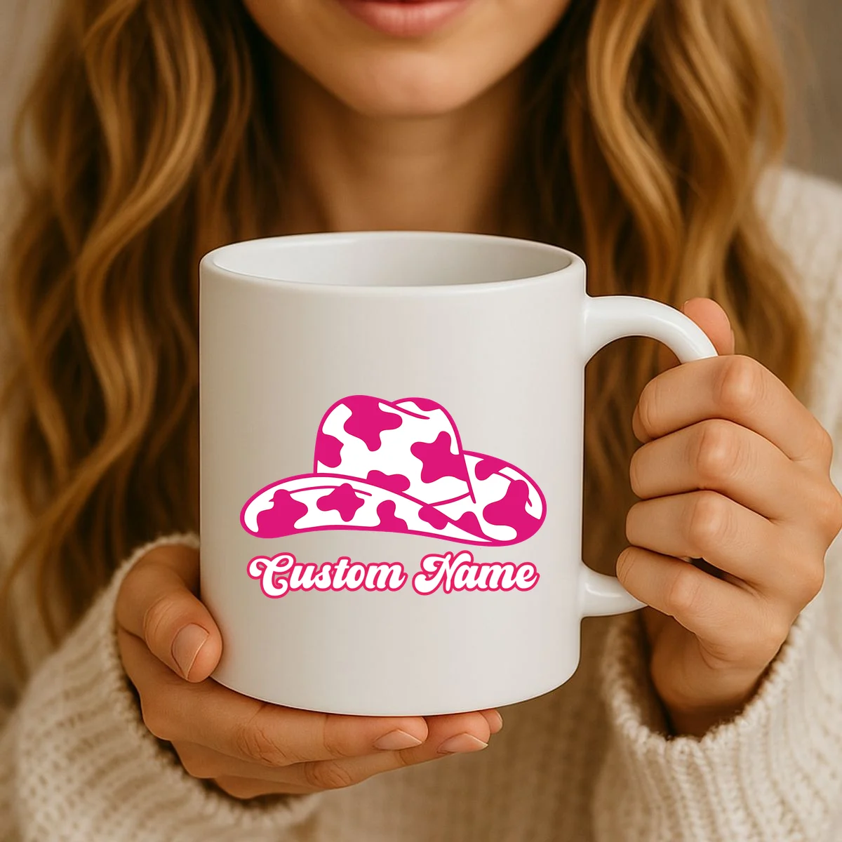 Custom Name Pink Cowgirl Girls Trip Coffee Mug - Front 2