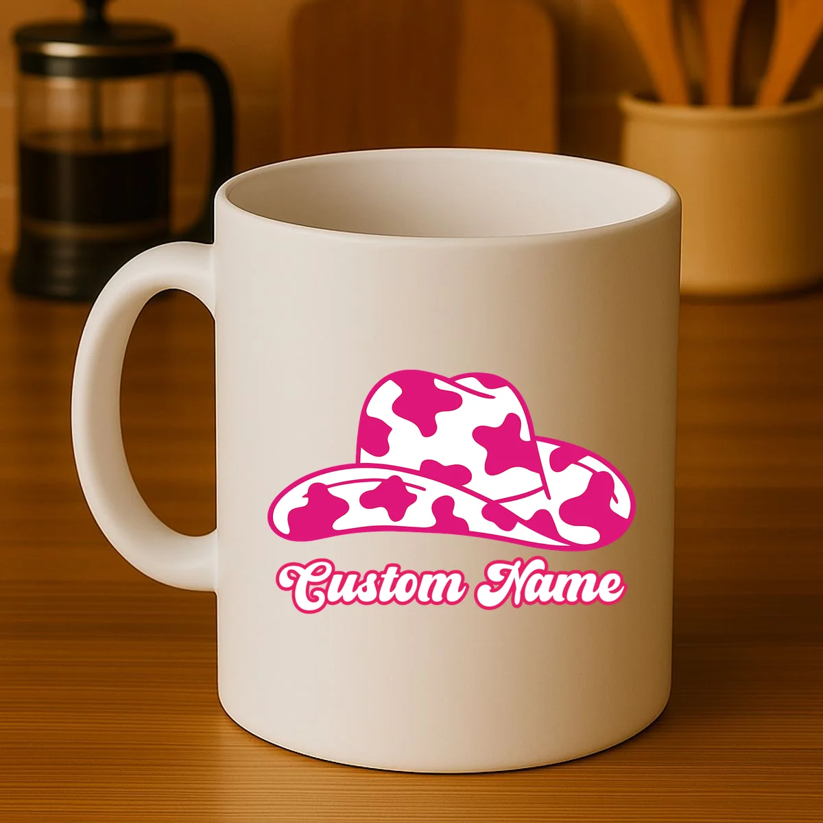 Custom Name Pink Cowgirl Girls Trip Coffee Mug - Front 3