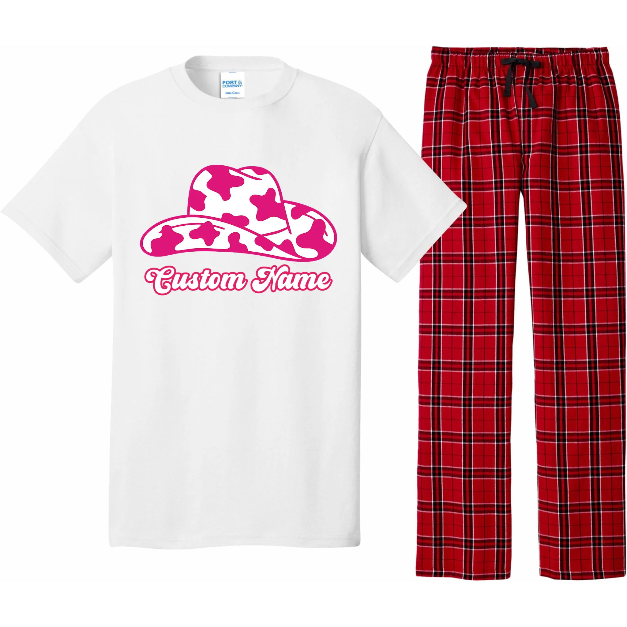 Custom Name Pink Cowgirl Girls Trip Men's Pajamas - Front