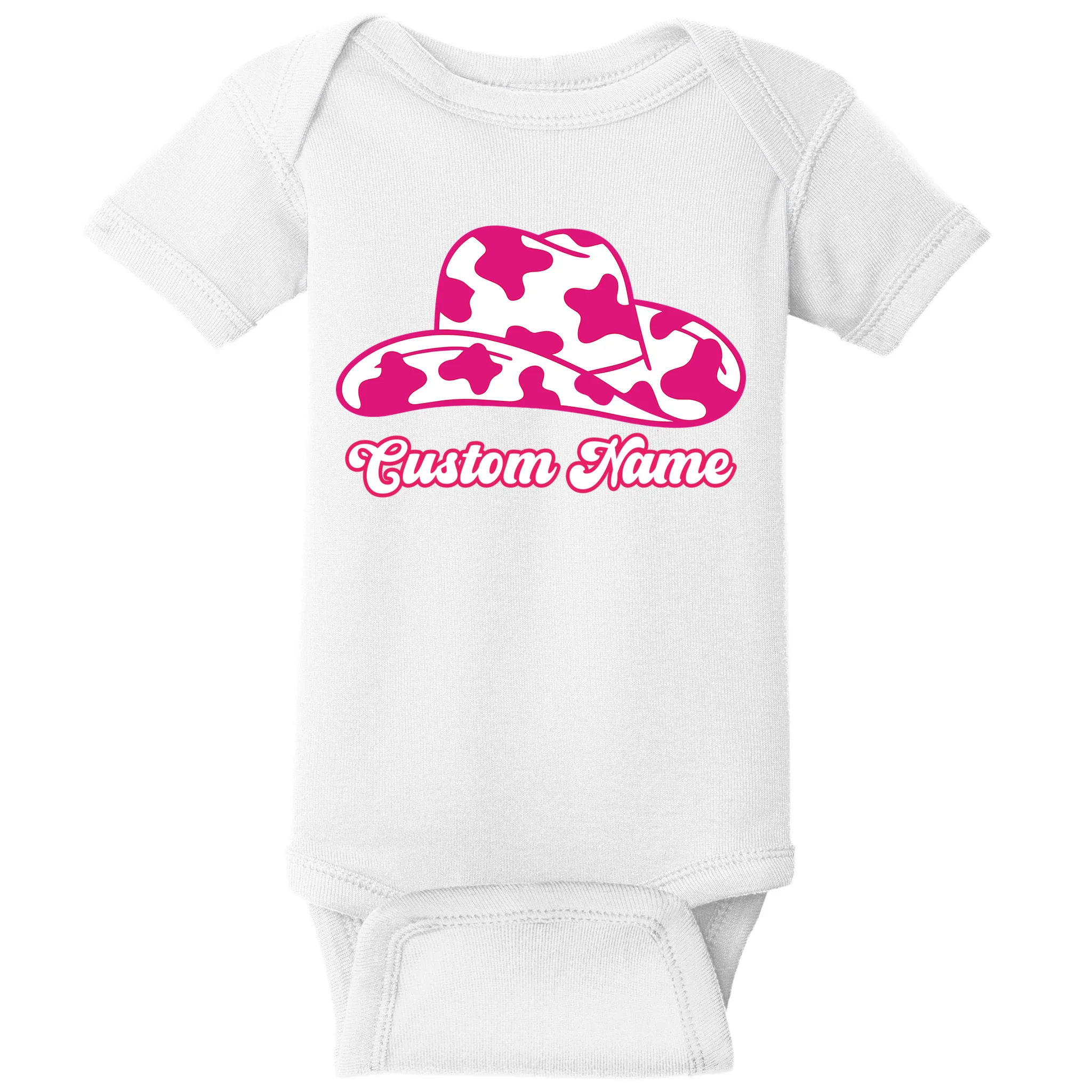 Custom Name Pink Cowgirl Girls Trip Baby Bodysuit - Front